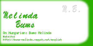 melinda bums business card